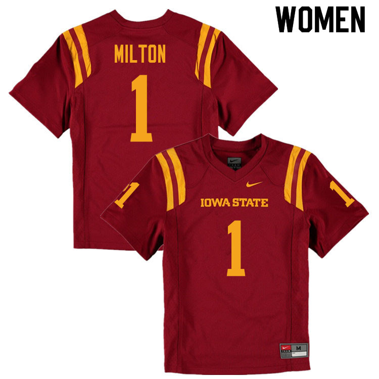 Women #1 Tarique Milton Iowa State Cyclones College Football Jerseys Sale-Cardinal